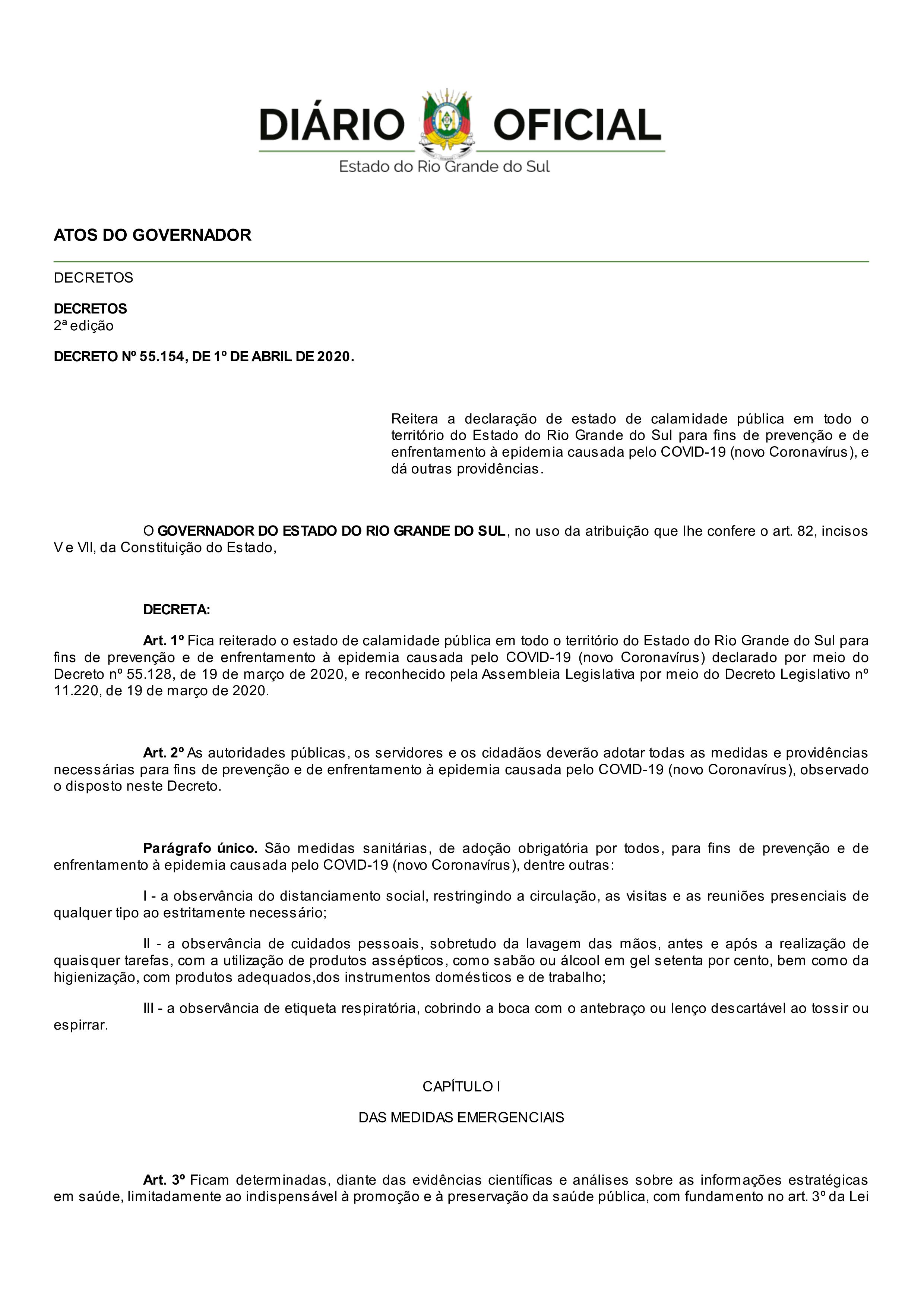 Decreto Governador do Estado - RS